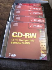 5 -Imation CD-RW 650MB / 74 Minute Disc New