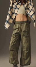 NWT Daily Practice SZ XS by Anthropologie Sporty Parachute Pants army Green