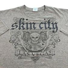 y2k Skin City Las Vegas Graphic Shirt Size XL Cyber Goth Grunge Skater Punk 90s
