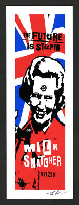 Frank Kozik SIGNED 4''x11'' Milk Snatcher Thatcher Skateboard Print AUTOGRAPHED