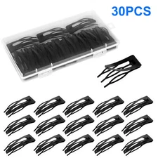 30x Black Metal Snap Hair Clips Double Grip Hair Barrettes for Women Girls Gifts