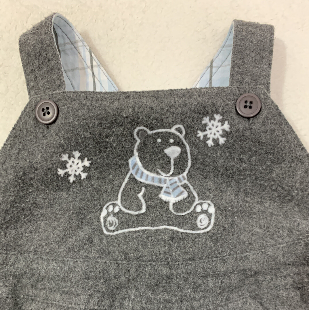 KOALA KIDS Gray Bib Overalls Boys 69 Months W Plaid Accent Cuff eBay