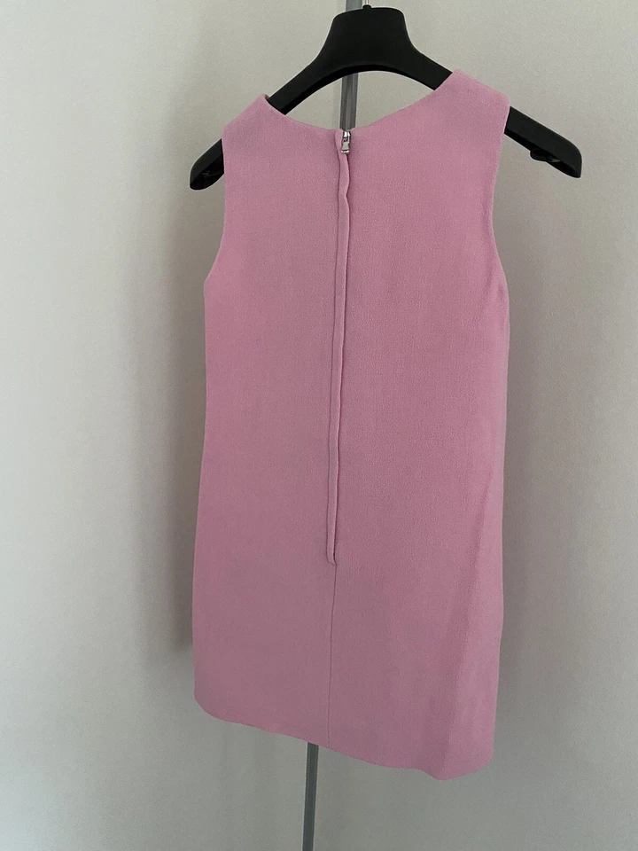 Dolce Gabbana Girls Pink Tweed Dress w Sequin Logo sz 9/10 - Image 3 of 4