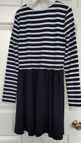 NWT POLO RALPH LAUREN Girl's Navy Striped Stretch Ponte Dress sz L/G (12-14) - Picture 2 of 7