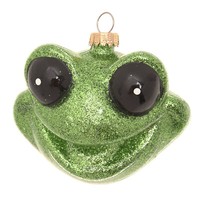 Krebs Glas Lauscha Frosch-Kopf - Christbaumschmuck Aus Glas - In GrüN - Ca. 9 Cm