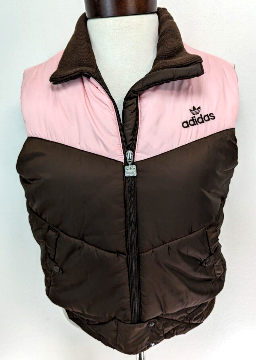 Vtg ADIDAS Women's Puffer Vest 2004 Pink Brown Full Zip Vtg ADIDAS Women's Puffer Vest 2004 Pink Brown Full Zip