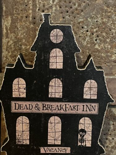 Dead & Breakfast Inn Spooky Halloween House grossa mensola rustica primitiva - Foto 2 di 6