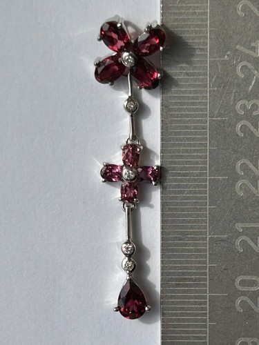 STUNNING 9CT 9K DIAMOND & TOURMALINE GEM PENDANT 3.5G - Picture 3 of 8