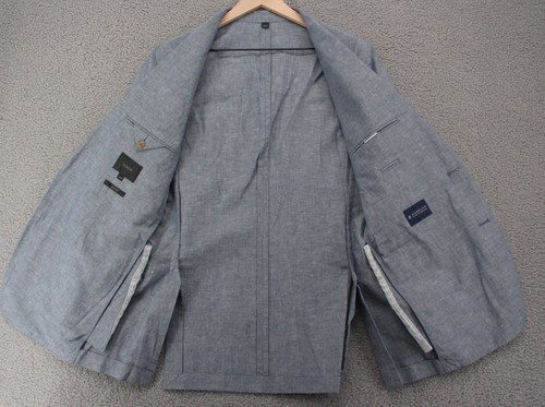 J Crew Ludlow Blazer Jacket Men 36 R Heather Blue Somelos Linen Unstructured - Picture 6 of 14