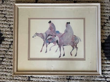 Carol Grigg Watercolor print  “The Guardians” Double Matted Framed
