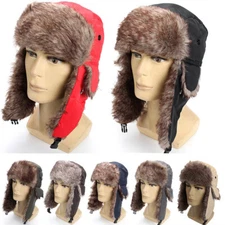 Men's Soft Faux Fur Ear Flap Hat Cap Winter Warm Ski Trooper Trapper Outdoor# ☋