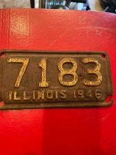 1946 Harley Knucklehead Flathead Vintage Motorcycle license Plate Illinois