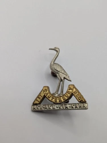 Vintage Antique New Zealand Military Collar Badge. 1st Canterbury Regiment. WW1