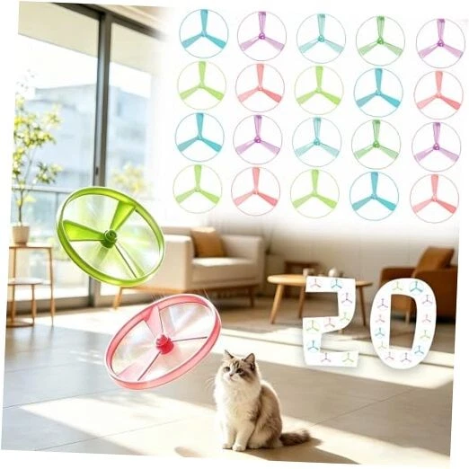 20Pcs Cat Toy Flying Discs, Interactive Cat Fetch Toy for Indoor 20 PCS Disc