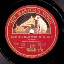 Hambourg. Chopin (Waltz)+Beethover (Minuet)+Gossec (Tambourin) HMV B 3798. NM(-)