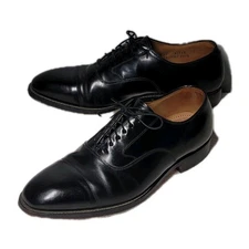 Vtg Johnston & Murphy Shoes Mens 10 E Black Optima Cap Toe Oxfords USA w/ Trees