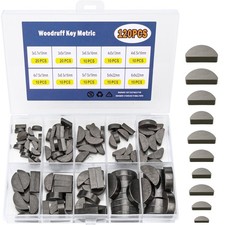 120pcs Woodruff Key Assortment Kit, 10 Popular Sizes of Half Moon Keys, Keywa...