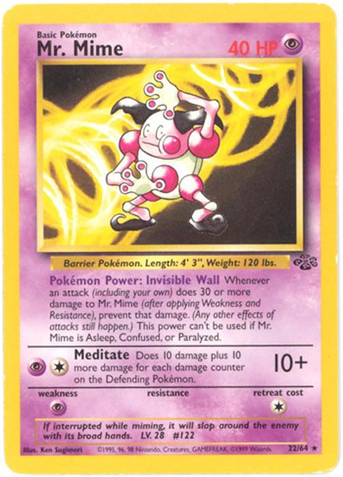 Pokemon Card - Jungle 22/64 - MR. MIME (rare) *Played*