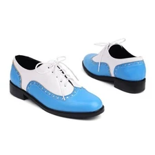 Women's Lace Up Wingtip Brogue Flat Oxfords Colorblock Shoes Patchwork OL