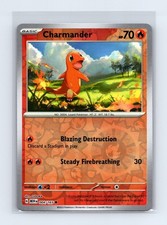 Charmander 004/165 Carta Pokemon Comune 151 Reverse Holo Leggermente Giocata