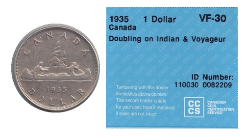 1935 $1 Dollar Bank of Canada Coin CCCS Graded VF-30 (KM# 30)