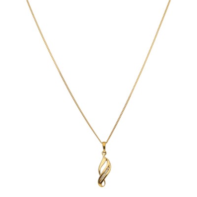 Neu 9 kt Gelbgold Diamant Wirbel Anhänger & 18'' Kette Halskette 455 mm (18'') 9 kt...