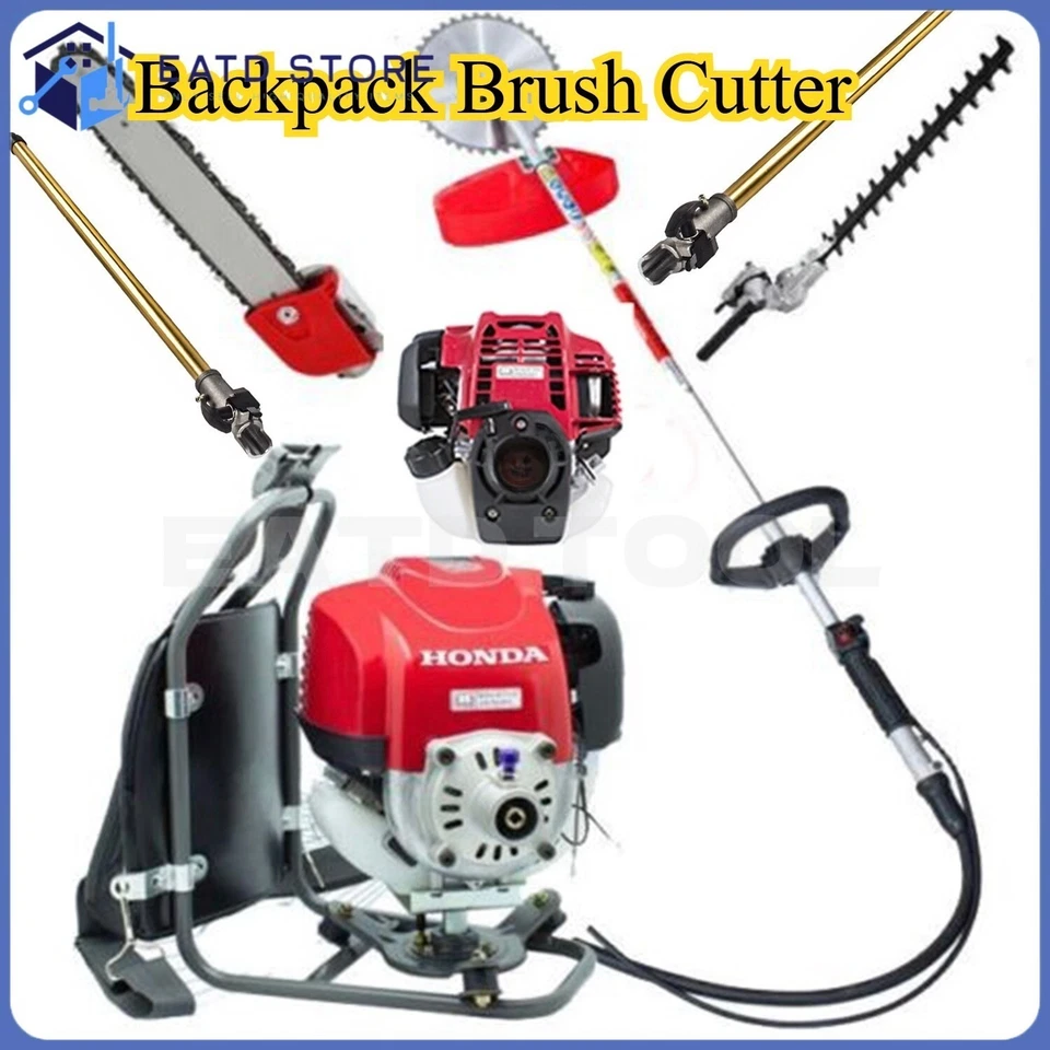 Backpack Brush Cutter 4 strokes weed eater pole saw hedge trimmer + 2 poles GX50 - Image 2 of 3