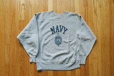 Vintage Champion 1970's Reverse Weave Sweatshirt - US Navy - Large