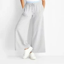 NWOT Future Collective Gray Mid Rise Fleece Boxer Wide-Leg Sweatpants Size XL