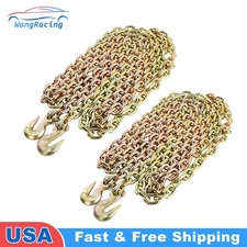 2Pack 3/8" X 20' G70 Transport Tow Chain Tie Down Binder Chain Flatbed Truck