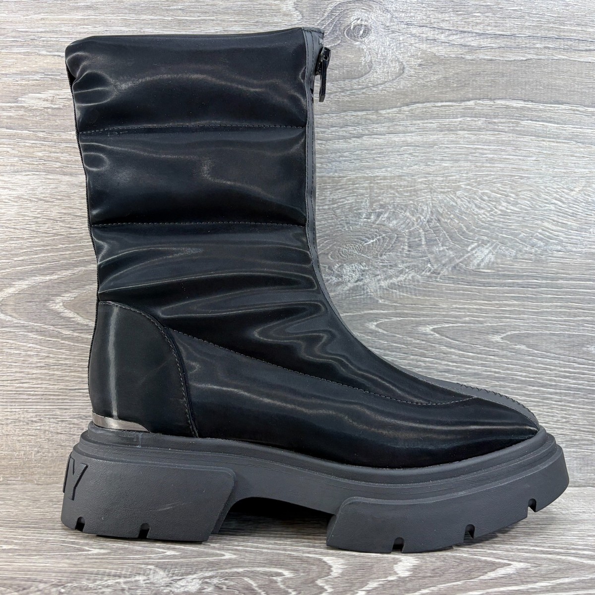 NEW DKNY Fiza Black Boots Womens 7 M Chunky Platform Lug Sole