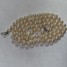 Necklace  Akoya Japan Sea Pearl 14k White gold clasp 24.5” 6mm Vintage Grade A