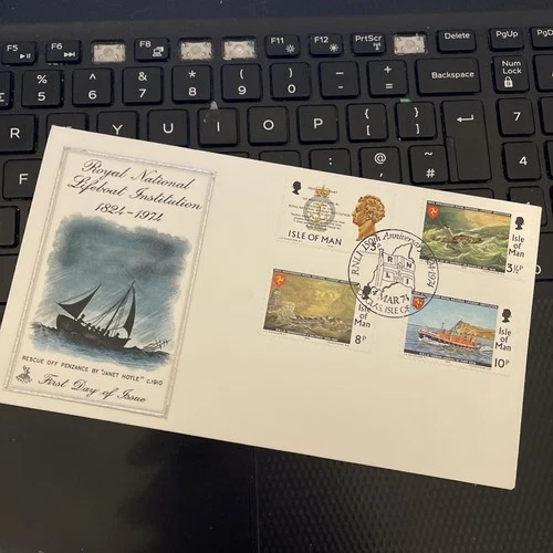 Isle of Man MERCURY First Day Cover 1974 ROYAL NATIONAL LIFEBOAT INSTITUTION U/A