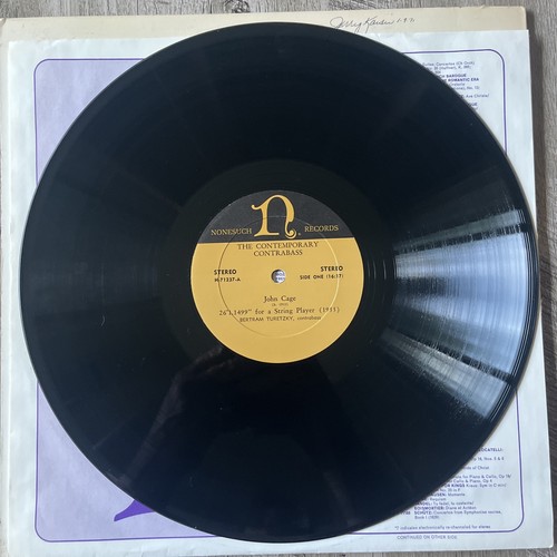 The Contemporary Contrabass John Cage, Pauline Oliveros, PROMO LP Nonesuch 1970 - Picture 6 of 9