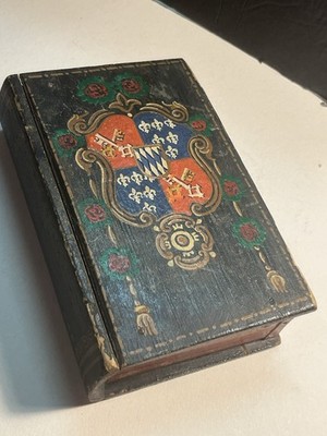 Vintage Wood Secret Faux Book Box Hand Painted Germany