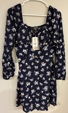 Lily rose Blue Floral Puff Sleeve Mini Dress • Size XL Juniors Cute Cottage core
