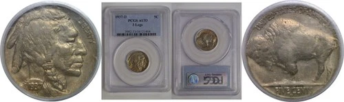 1937-D 3 Legs   Buffalo Nickel   PCGS AU-53