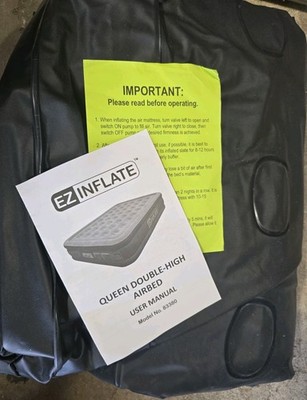 EZ Inflate ~ Queen Double High Luxury Air Mattress with Built-In 120 Volt Pump