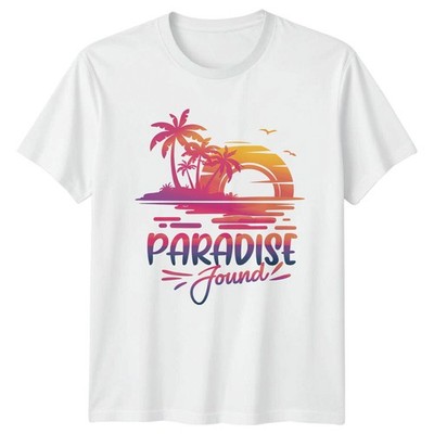 Paradise Found Beach Travel Herren T-Shirt Damen Graphic Tee Unisex Oberteil