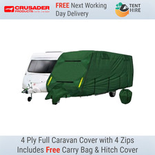 CoverPRO Caravan Cover Premium Breathable 4-Ply Full Green 4 Zips ALL SIZES New