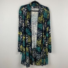 Attitudes by Renee Regular Mixed Media Swing Jacket Size 2X Open Printed Attitudes by Renee Regular Mixed Media Swing Jacket Size 2X Open Printed