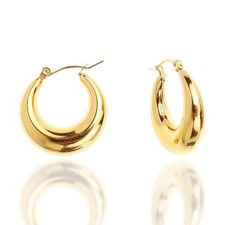 JeanBeau Gold Chunky Hoop Earrings for Women, Trendy Thick Crescent