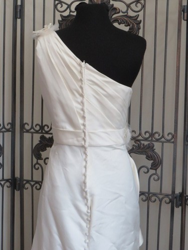 ABITO DA SPOSA FORMALE 524W EDEN GOLD LABEL TAGLIA 12 MONOSPALLA PERLINE - Foto 11 di 14