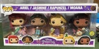 Funko Pop! Disney Princess Ariel Jasmine Rapunzel Moana 4 Pack SE Glow In Dark