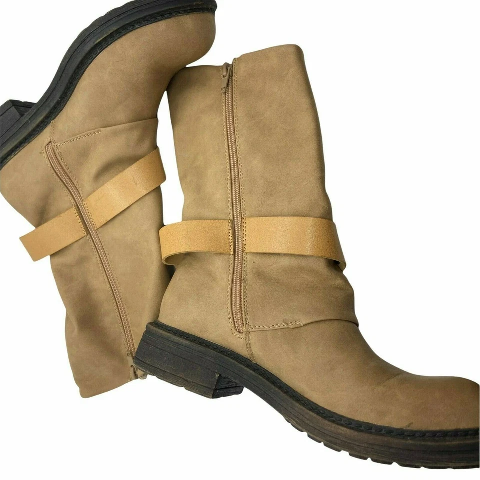 Botines para mujer Blowfish B138 cuero sintético tostado punta redonda media pantorrilla talla 6,5 Foto 3 de 4