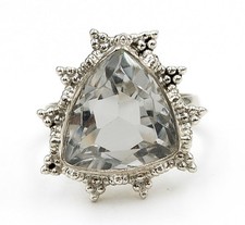 4CT Natural White Topaz 925 Solid Sterling Silver Ring Sz 7.5 B20-9