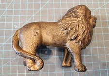 A.C. Williams? 1920's Cast Iron Bank Original Paint Lion Slotted Screw - gwCI