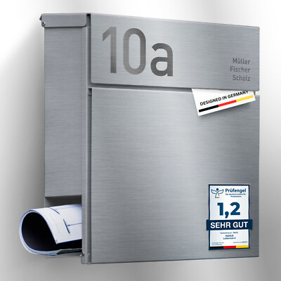 Radius  Designer Briefkasten Edelstahl - Letterman 6 Edelstahl- Personalisierbar