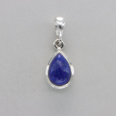 925 Sterling Silver - Blue Teardrop Lapis Lazuli Drop Pendant - Pendentif #4