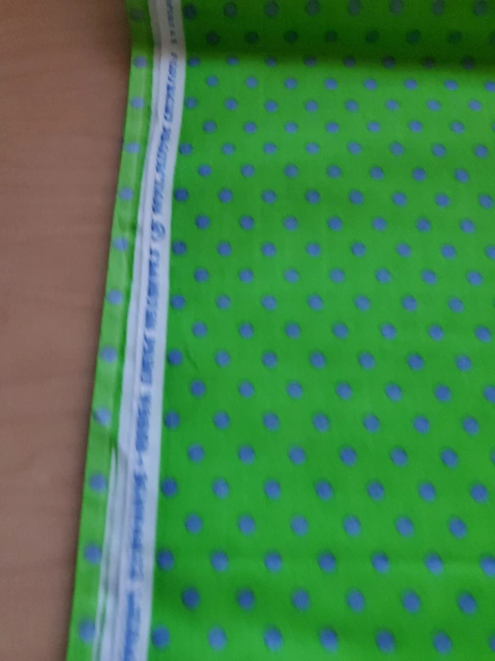 Vintage Sewing Fabric Cranston Polka Dot Lime & Purple 2/3yd 25x60" Cotton USA - Image 3 of 4